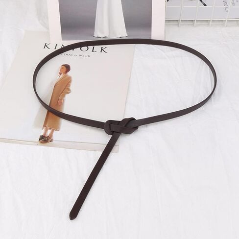 حزام رفيع من الجلد الصناعي بعقدة بسيطة مجانية للنساء والفتيات وحزام الخصر in Kuwait