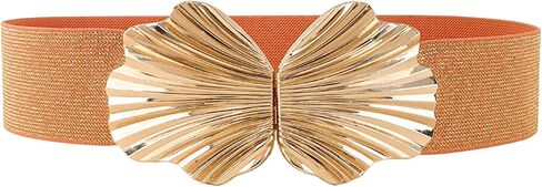 Women Brilliant Waist Belt Elastic Skinny Belt with Shell Shape Buckle Shiny Dress Belt Waistband for Girls in Saudi Arabia
