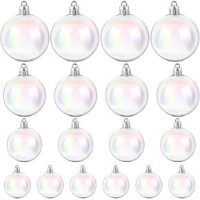 18Pcs Christmas Iridescent Ornaments Balls Christmas Decorative Hanging Ornaments DIY Clear Christmas Ball Ornaments for Xmas Party Birthday Wedding Decor