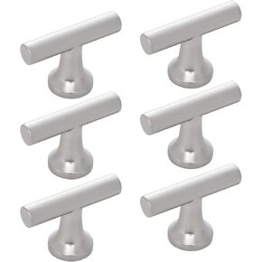NEGS Brushed Nickel Cabinet Pulls (6, Satin Nickel, Single Hole Knob)