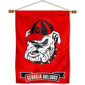 College Flags & Banners Co. Georgia Bulldogs Bulldog Logo Banner with Hanging Pole