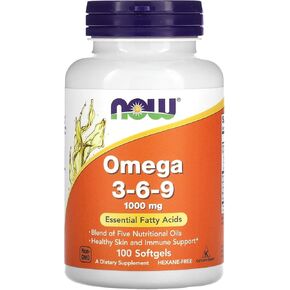 NOW Foods Omega 3-6-9, 1,000 mg, 100 Softgel