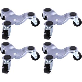 MaxWorks 50535 Furniture Dolly 4 Pack 6 Inch Steel Tri Dolly with 360° Swivel Wheels and Non Slip Cap Surface for Moving Heavy Furniture Refrigerator Sofa Washer Dryer