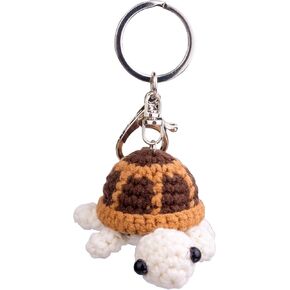 Funny Positive Turtle Knitting Doll, Handmade Emotional Support Crochet Turtle Animal Gift With Detachable Keychain(Purple)