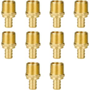SUNGATOR Pex Fittings 1/2 Inch, 10-Pack 1/2" Pex Male Adapter, 1/2" NPT to 1/2" PEX, No Lead Brass, 1/2 Inch Pex Fittings For Pex Pipe, NSF, UPC Certified