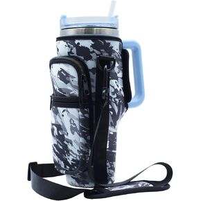 TEGOOL for Stanley 40 Oz Tumbler Water Bottle Carrier Bag Pouch,Stanley Cup Holder Accessories with 2 Pockets Adjustable Shoulder Strap,Sleeve Accessories for Sports Hiking Travelling Camping