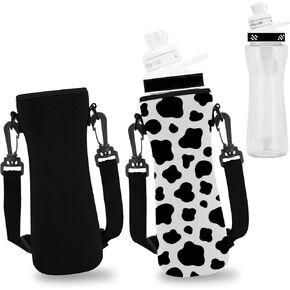 2Pcs Sleeve Fit for 22 oz Cirkul Water Bottle - Neoprene Insulated Sleeve for Plastic Glass Stainless Steel Bottle, Water Bottle Cover Holder Carrier with Shoulder Strap