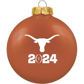 NCAA 2023 College Football Playoffs Glass Ball Christmas Tree Ornament-3 1/4"-Texas Longhorns-Burnt Orange