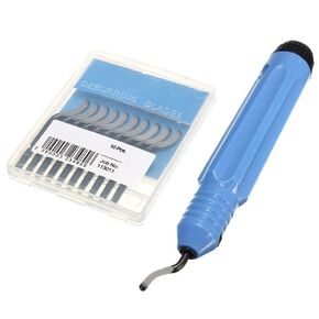 Rely2016 Deburring Tool Kit, Practical Use Easily Flexible Burr Handle NB1100 Trimming Blade with 10pc BS1010 Deburring Scraper Blades Head Cutting Tool for Wood, Plastic, Copper, Aluminum