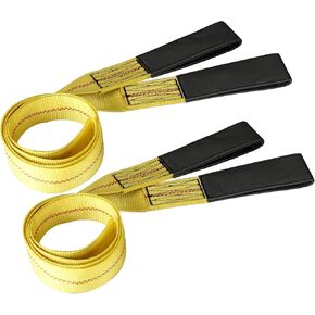 2 Pcs Lifting Sling 6 feet by 2 inch Strong Loop Lift Sling 9000 lbs Breaking Force and 3000 lbs Pulling Force Webbing Tow Straps Apply for Vertical Choker BasketTie Down Strap,Yellow