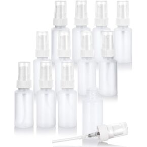 JUVITUS 1 oz / 30 ml Clear Natural Plastic HDPE Refillable Cylinder Squeeze Bottle with White Treatment Pump (12 Pack)
