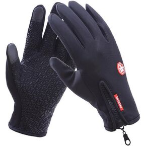 Bicycle Motorcycle Waterproof Gloves Outdoor Sport Warm Windproof Thermal Touch Gloves Riding Running Bike Cycling Gloves Hot Hands Warmer (Black(L))