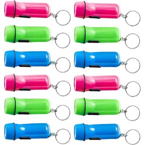 Mini Flashlight Keychain Bulk for Kids - 24 Pieces - Assorted Colors - Plastic LED Flashlight - Keyring - Lightweight and Portable Light - Perfect for Hiking, Cycling, Camping Party Favors