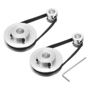 uxcell 2 Set GT-2 Synchronous Wheel 20&60 Teeth 8&10mm Bore, Aluminum Alloy Timing Pulley Wheel with 2Pcs Length 200mm Width 6mm Belt for 3D Printer, CNC Machine (20-60T-8&10B-6)