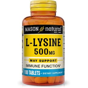 MASON NATURAL L-Lysine 500 mg with Calcium - Improved immune Function, Enhanced Nutrient Absorption, Essential Amino Acid, 100 Tablets