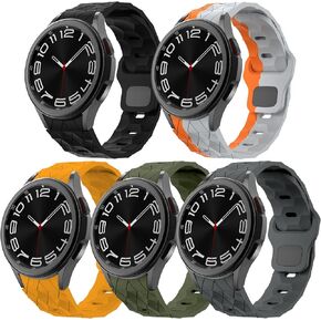 Compatible for Samsung Galaxy Watch 6 Classic Bands 47mm 43mm/Galaxy Watch 6 5 4 Band 44mm 40mm/ Watch 5 Pro 45mm/Watch 4 Classic 46mm 42mm, Silicone Sport Strap Wristband Men Women