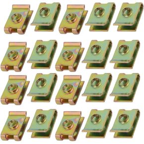 uxcell 20pcs Spring Steel Speed Fastener Extruded U Nut Brass Tone for M5 Screw