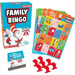 AQUARIUS Cat in The Hat Family Bingo Game - Fun Family Party Game for Kids, Teens & Adults - Entertaining Game Night Gift - Officially Licensed Merchandise in Kuwait