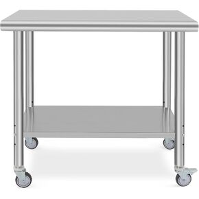 GlowSol NSF Stainless Steel Table, 60 x 24 x 35 Inch Metal Prep & Work Table, Commercial Food Prep Table with Adjustable Undershelf for Commercial Kitchens, Restaurants, Garages and Hotels