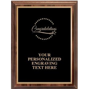 Crown Awards Congratulations Classic Wood Plaque, 9 x 12 Custom Engraved Trophy Plaque Award Prime
