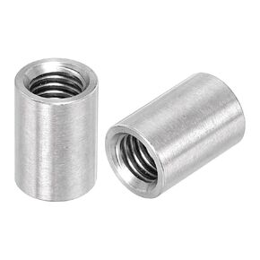 uxcell 4Pcs M10 Round Connector Nuts, 304 Stainless Steel Coupling Nut 20mm/0.8" Length Sleeve Rod Bar Stud Nut for Bracket, M10x20x14mm