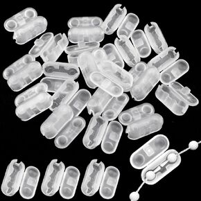 PAGOW 50 Pcs Plastic Chain Connector, Replacement Vertical Roman Roller Blind Ball Chain Cord Connector Clips, Beaded Chain for Roller Shades and Vertical Blinds (Clear)