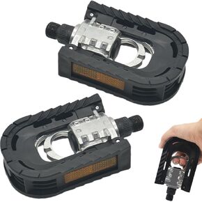 1pair Folding Bike Pedals Mountain Bike Pedals Aluminum Bicycle Flat Pedals 9/16'' with Reflective Strips Wide Flat Cycling Pedals for Ebike, Urban Commute, MTB Bikes