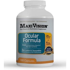 MaxiVision® Ocular Formula - AREDS2 - Eye Vitamins & Multivitamin - Lutein and Zeaxanthin (180 Capsules, 1 Bottle)