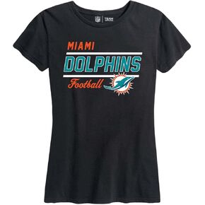Team Fan Apparel NFL Gameday Women's Relaxed Fit T-Shirt - Rib Neck Contour - Tagless Short Sleeve Tee - Stay Cool & Stylish (Miami Dolphins - Black, Womens Medium)