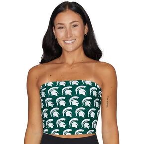 قميص Lojobands النسائي ذو الباب الخلفي بشعار علوي على شكل أنبوب جامعي مصنوع في الولايات المتحدة الأمريكية، مقاس واحد يناسب الجميع (ولاية ميشيغان سبارتانز - أخضر) in Kuwait