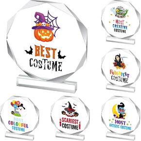Geetery 6 Pcs Halloween Acrylic Award 4.72'' Halloween Party Supplies Trophy Award Funny Trophy Costume Contest Trophy Plaques for Halloween Pumpkin Costume Contest Winner Party