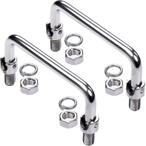 5Inch SUS304 Stainless Steel Folding Handles for Cabinet/Equipment/Toolbox,Round Rod Foldable Handle,Pack of 2