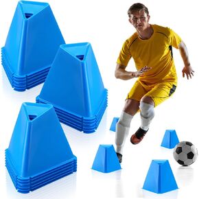 18 Pack 6" Jumbo Disc Cones Jumbo Soccer Cones Giant Triangular Plastic Cones Agility Cones Sports Cones Training Equipment for Soccer Football Basketball Practice Drills Outdoor Event Games in Saudi Arabia