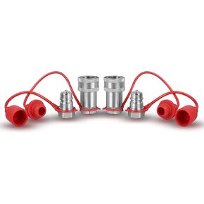 1/4" Ag Hydraulic Quick Connect Tractor Coupler, ISO 7241-A Ball Valves Type Hydraulic Quick Coupler with 2 Sets Dust Caps, Pioneer Type