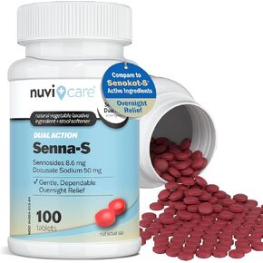 Senna Plus Laxative Stool Softener - Docusate Sodium (50mg) Stool Softener with Stimulant Laxative Sennosides (8.6mg) - Compare to Senokot-S for Occasional Constipation Relief* (100 Tablets)