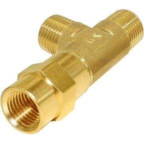 Joywayus 1/2 Inch NPT Brass Pipe Fitting Barstock Tee 3 Way 1/2" NPT Male x 1/2" NPT Male x 1/2" NPT Female Hose Fitting