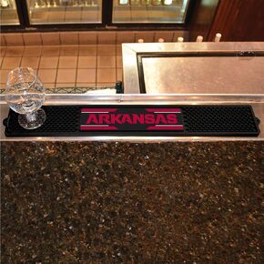 FANMATS 14015 Arkansas Razorbacks Drink Bar Mat - 3.25in. x 24in. - Durable Dish Drying Mat, Easy Clean, Counter Mat