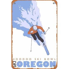 وعاء التزلج Zuhhgii Hoodoo، ولاية أوريغون، ملصق رياضي معدني للتزلج على الجليد، ملصق جداري فني عتيق مقاس 12 × 8 بوصة in Kuwait
