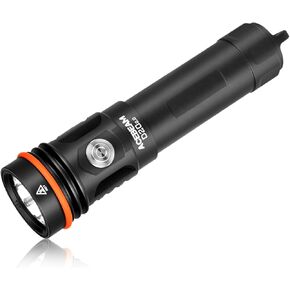 ACEBEAM D20 2200 High Lumens Dive Light Rechargeable, 200 Meters Underwater Depth Scuba Diving Flashlight, 500 Meters Beam Distance Diving Light, 3 Mode Scuba Dive Safety Light for Diving, Searching