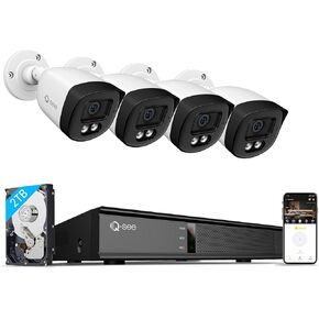 8CH 5MP Security Camera System Outdoor with AI Human/Vehicle Detection, 8CH H.265 NVR Wired CCTV PoE IP Cameras, 2TB HDD for 24-7 Recording,Color Night Vision, Remote Access, IP67 Waterproof