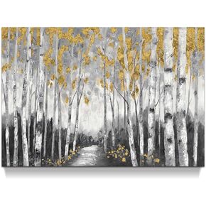 Abstract Tree Framed Wall Art: Teal Blue Blossom Tree Canvas Picture Hand Painted Nature Landscape Painting Modern Textured Artwork for Bedroom Living Room Home Office