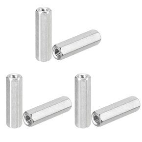 YXQ M5 x 0.8-Pitch 304 Stainless Steel Metric Hex Coupling Nuts 25mm Length, 6 Pcs