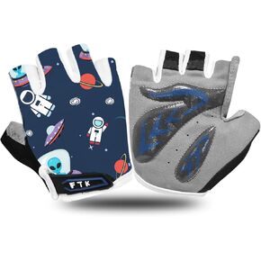 Kids Bike Gloves Boys Girls Gel Padded Half Finger Pair Road Riding Mountain Bicycle Non-Slip Outdoor Sport Cycling Road Mountain Bike Glove for Youth Junior Children