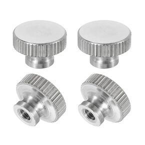 uxcell Knurled Thumb Nuts, 4Pcs M5 x D16mm x H10mm Stainless Steel Round Knobs Fasteners Blind Hole Hand Screw Nut Silver for 3D Printer Parts, Machine Tools