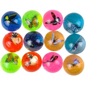 كرات الفراشة النطاطة - 12 قطعة - فراشة ثلاثية الأبعاد بالداخل | هدايا وألعاب للحفلات مقاس 1.75 سم in Kuwait