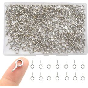 300 Pcs Small Eye Screws 6 x 12mm Mini Screw Eye Pin Peg Self Tapping Screws Hooks Ring for Arts Crafts Projects (YJY0)