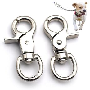 NIIIYTYB 2 Packs Trigger Snap Hooks Metal Clasp Hook Marine Grade Stainless Steel Heavy Duty Swivel Metal Clips Quick Release Lobster Clasp for Dog Leash Flag Pole Camera Straps Large Eye (2.65")