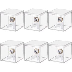 6 Pack Championship Ring Display Case Clear Acrylic Display Case Mini Baseball Softball Ring Holder Single Ring Display Box Stand 1 Slot Ring Hole Storage Box Gift for Sports Fans, 2.16 Inch