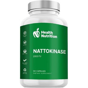 Nattokinase Supports Heart Health, Cardiovascular Function and Blood Flow - 2000 FU Formula with Enzymes, Bromelain, Papain, Rutin, Amla, Magnesium & More - 60 Capsules - Made in USA