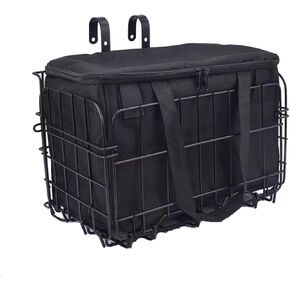 Bike Basket Metal Bike Trunk Foldable Bike Shopping Basket for Handlebars and Rear seat Frame Hanging Basket Equipped with Storage Bag. Good for Shopping, Riding Gear, Mountain Bikes and Bicycles.
